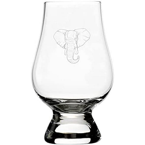 Elephant Face Zoo Animal Themed Etched 6.5oz Glencairn Whisky Glass
