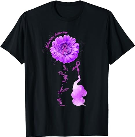 Elephant Faith Hope Fight Love Alzheimer's Awareness T-Shirt - Walmart.com