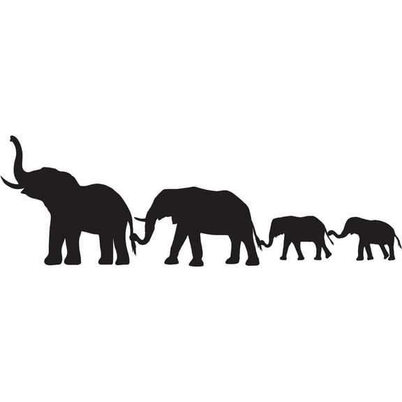 Design With Vinyl Elephant Family Animal Line Border Silhouette Custom Wall Decal Vinyl Sticker