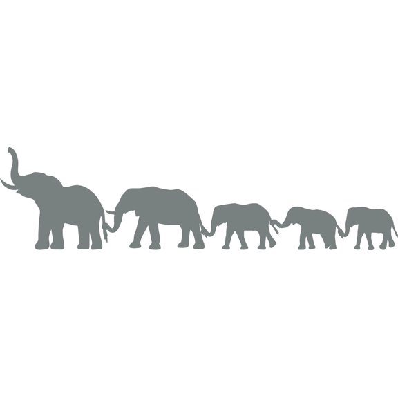 Elephant Family Animal Line Border Mother Father Kids Silhouette Custom Wall Decal Vinyl Sticker Art 16 Inches X 60 Inches