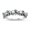 thumbnail image 1 of Elephant Family Strength Ring .925 Sterling Silver Band Jewelry Female Male Unisex Size 7, 1 of 4