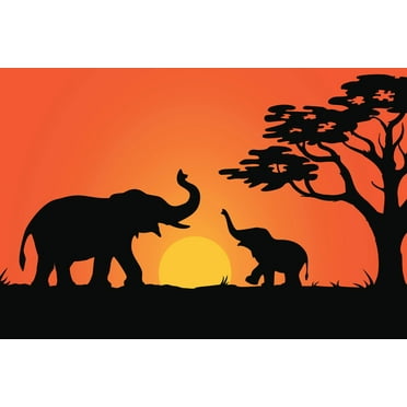 Elephant Family Sunset Photo Photograph African Elephant Wall Art Elephant Posters For Wall Elephant Art Print Elephants Wall Decor Photo Of Elephant Tusks Cool Wall Art Print Poster 12x18