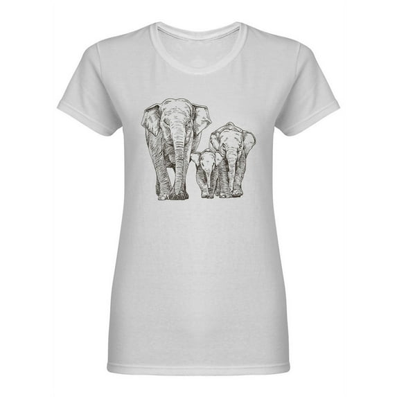 Elephant Family Walking Shaped T-Shirt Women -Image by Shutterstock, Female Large