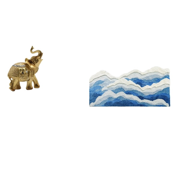 Elephant Figurine Area Rug Oceanic Sculpture Resin Material for Bedroom Shelf Desk Home Decoration