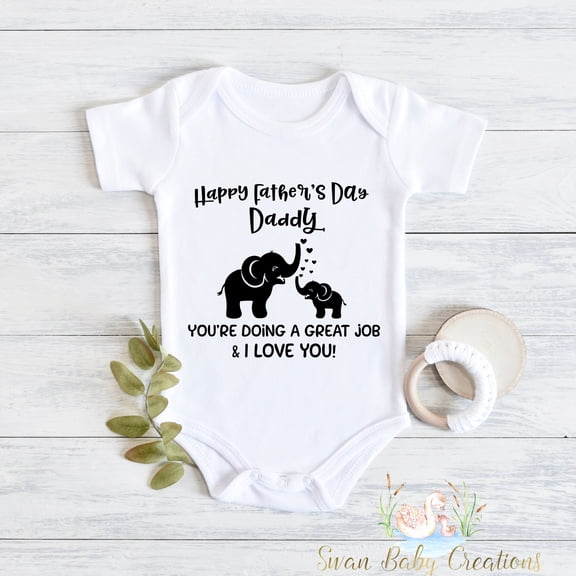 Elephant Our First Father'S Day Together 2022 Shirt, Father'S Day Daddy And Me, Baby Elephant Bodysuit, First Fathers Day, 1St Fathers Day Cute And Cool Baby Bodysuit, Baby Bodysuit Lat 4424