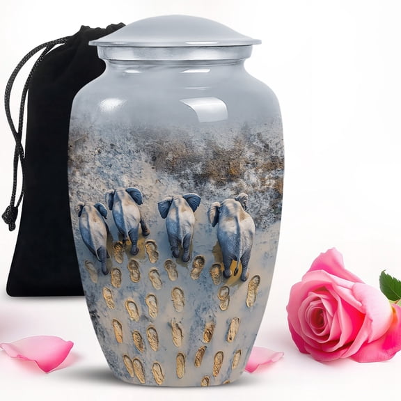 Elephant Footprint Large Funeral Urns For Adult Ashes Men - Cremation Urn For Ashes For Women 10 Inch