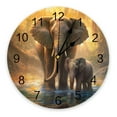 thumbnail image 1 of Elephant Forest Water Reflection Wall Clock Large Modern Kitchen Dinning Round Wall Clocks Bedroom Silent Hanging Watch, 1 of 5