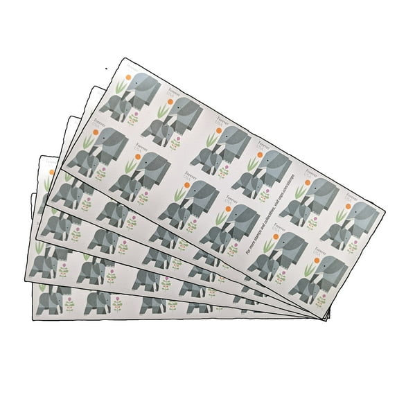 Elephant Forever Postage Stamps, 5 Books of 20