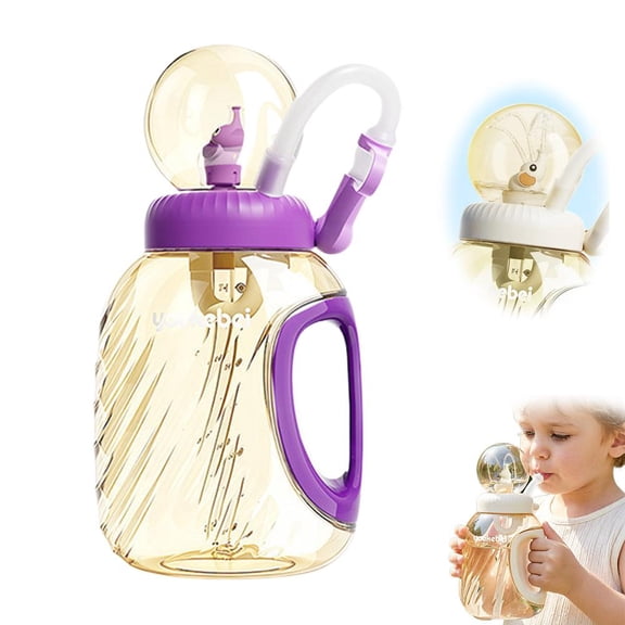 Elephant Fountain Tumbler with Lid and Straw, New Drinking Cup with Elephant Squirt for Kids, 700ml Leak Proof Portable Training Tumbler Travel Mug for Outdoor