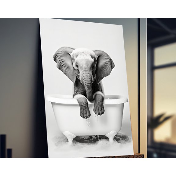 Elephant Gifts, Elephant Wall Art, Elephant Poster, Elephant Wall Decor, Bathroom Poster, Animal Artwork, Bathtime Art, Elephant Lover Gifts Poster Unframed