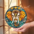 thumbnail image 1 of Elephant Glass Suncatcher, Mandala Art, Boho Jungle Decor, 3.5 in, 1 of 3