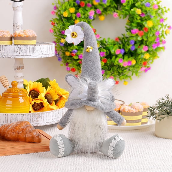 Elephant Gnomes Plush Decorations, Farmhouse Gnomes Decorations for Home, Scandinavia Gnome Tiered Tray Flower Decor for Kitchen Decor, Gnome Gifts for Women, Swedish Nisse Tomte Home Oranment