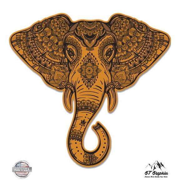 Elephant Gold Henna Indian - 12" Vinyl Sticker Waterproof Decal