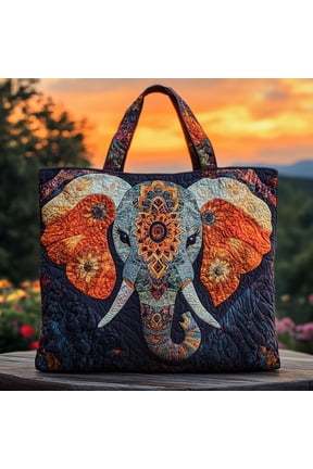 Elephant Grace, Quilted Tote Bag, Unique Gift, Gift for Her, Everyday Bag, Reusable Shoulder Bag