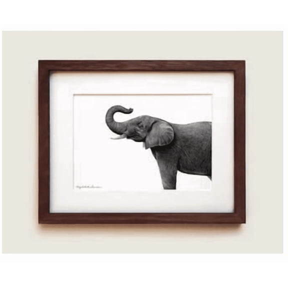 Elephant Graphite Poster Solid Oak Archival Paper Home Decor Office Wall Art