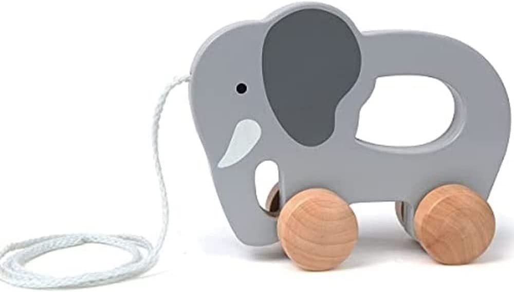 (Elephant) - Hape Elephant Wooden Push and Pull Toddler Toy,Grey - image 1 of 6