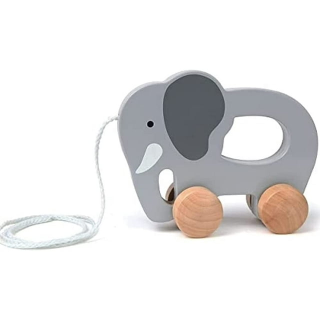 (Elephant) - Hape Elephant Wooden Push and Pull Toddler Toy,Grey