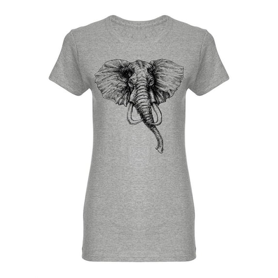 Elephant Head Design Shaped T-Shirt Women -Image by Shutterstock, Female Medium