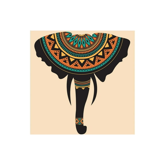 Elephant Head Orange Triangle Pattern 12 x 12 Wood Wall Sign Plaque