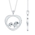 thumbnail image 1 of Rosec Jewels Elephant Heart Pendant Necklace For Women, 925 Sterling Silver, 1 of 8