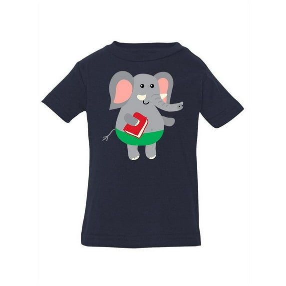 Elephant Holding A Book T-Shirt Infant -Image by Shutterstock, 12 Months