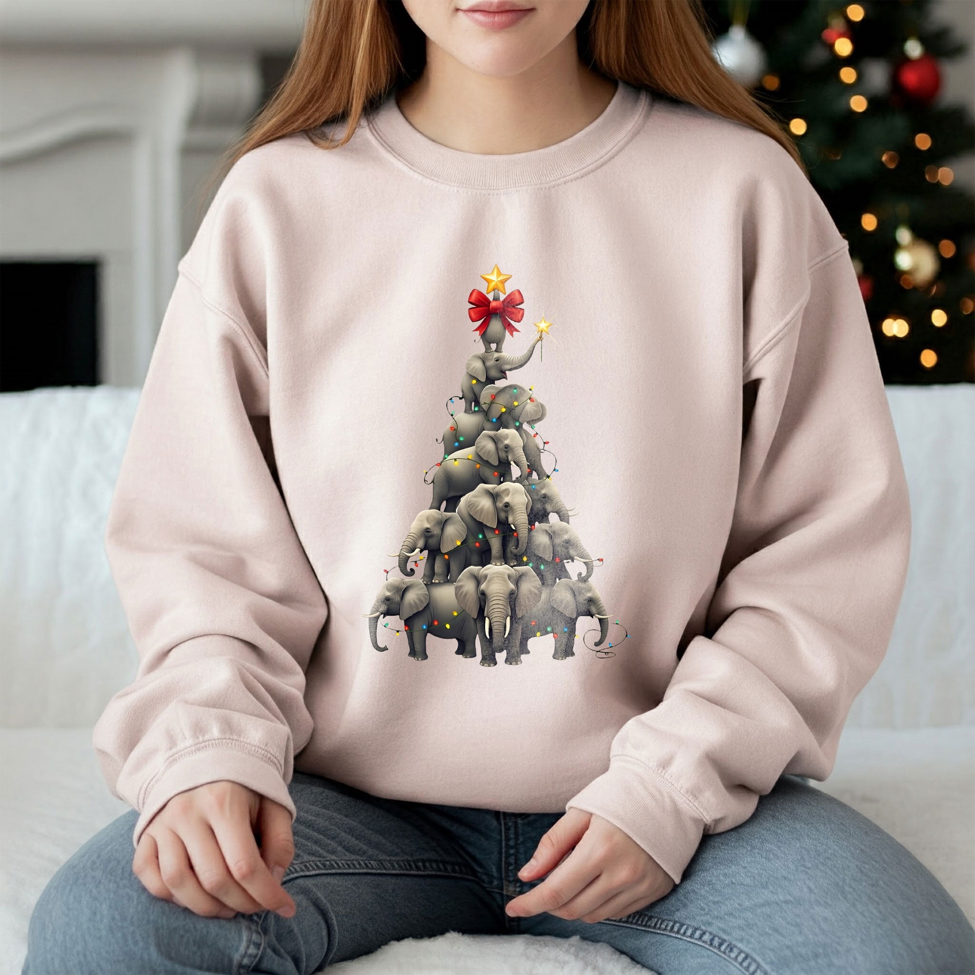 Elephant Holiday Shirt, Elephant Christmas Tee, Adorable Christmas T