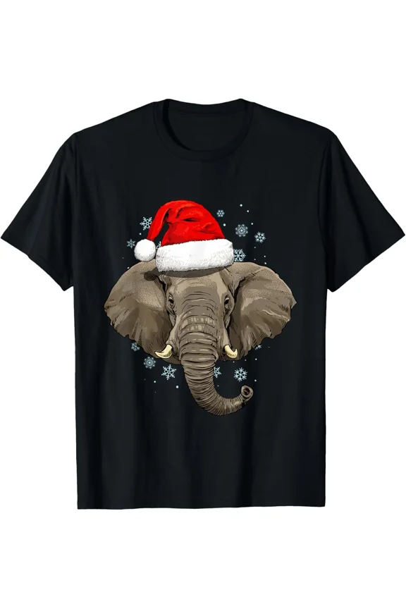 Elephant Holiday Zoo Keeper Safari Wildlife Cute Winter Art Unisex T-Shirt, up to size 5XL