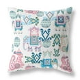 thumbnail image 1 of Elephant Howdah Indoor/Outdoor Pillow in Pink White 26x26, 1 of 5