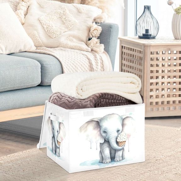 Elephant Ice Cream Storage Basket Foldable Laundry Basket Shelf Kids Toy Storage Container Organizer with Handles