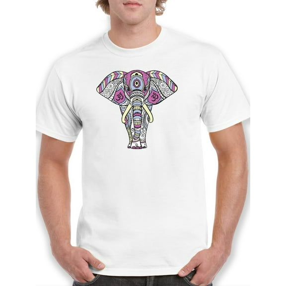 Elephant In Pattern T-Shirt Men -Smartprints Designs, Male Large