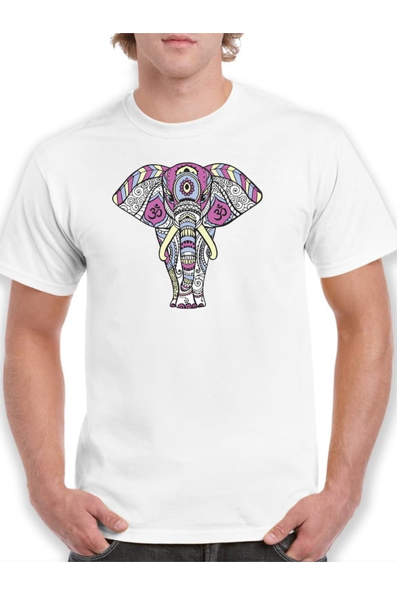 Elephant In Pattern T-Shirt Men -Smartprints Designs, Male Medium