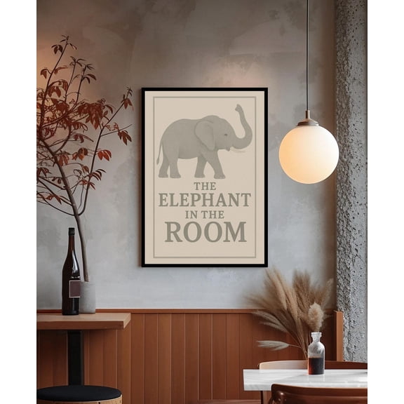 Elephant In The Room Poster: Minimalist Typography, Quote, Unframed Canvas Size 12x18