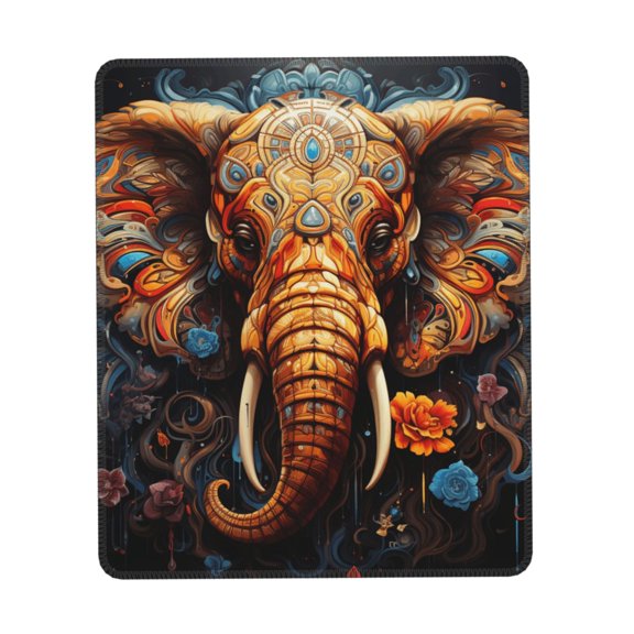 Elephant Indian Psychedelic Gaming Mouse Pad 7 x 8.6 in Rectangle Computer Mousepad Mat Non-Slip Rubber Base for Office Laptop PC