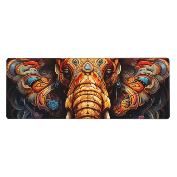 Elephant Indian Psychedelic Mouse Pad Extended Large Gaming Mousepad Non-Slip Rubber Big Keyboard Desk Mat 31.5 X 11.8 Inch