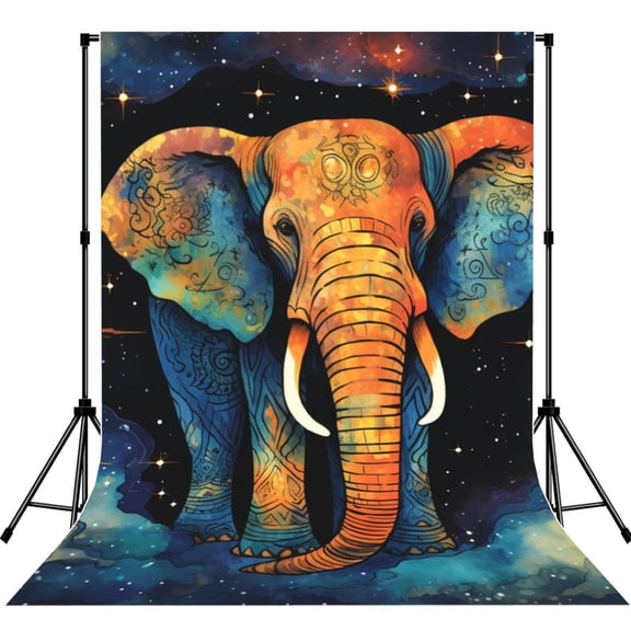 Elephant Indian Psychedelic Starry Photography Backdrop 5x7Ft Background for Photo Studio Video Recording Birthday Party Wedding Home Decor