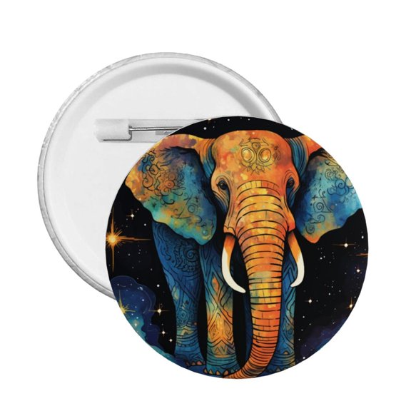 Elephant Indian Psychedelic Starry Round Button Pin Badge 5PCS Pinback Buttons Lapel Pin for Jacket, Backpack, Hat, Party Favor, Gift