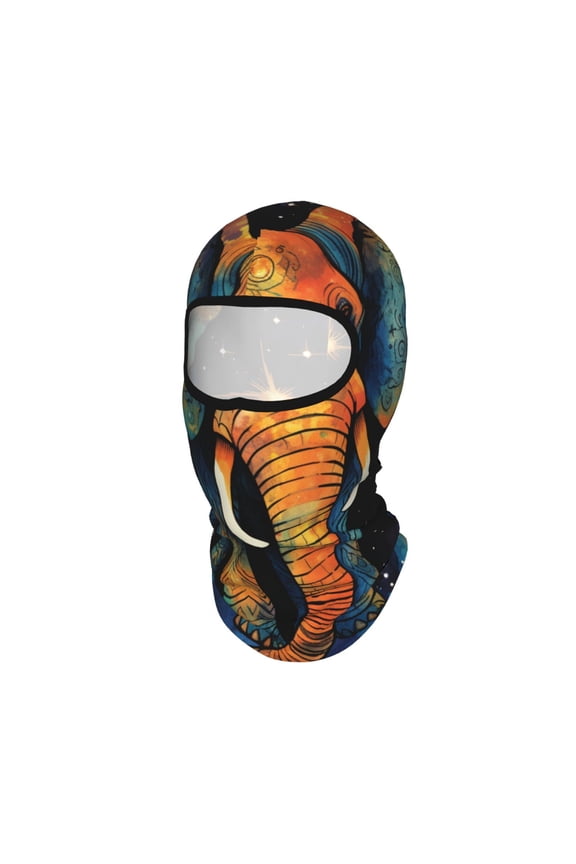 Elephant Indian Psychedelic Starry Unisex Balaclava Ski Mask Full Face Cover for Cold Weather & UV Protection, Breathable Cooling Helmet Liner