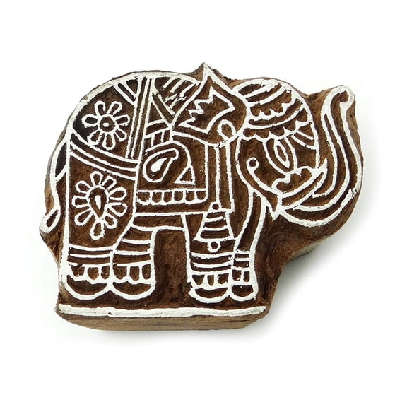 Elephant Indian Wooden Block Hand Carved Printing Blocks Decorative Stamp