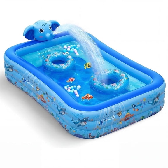 Mighty Rock Elephant Inflatable Swimming Pool with Sprinkler, Baby Pool, Large Inflatable Pool for Adults and Kids, Oversized