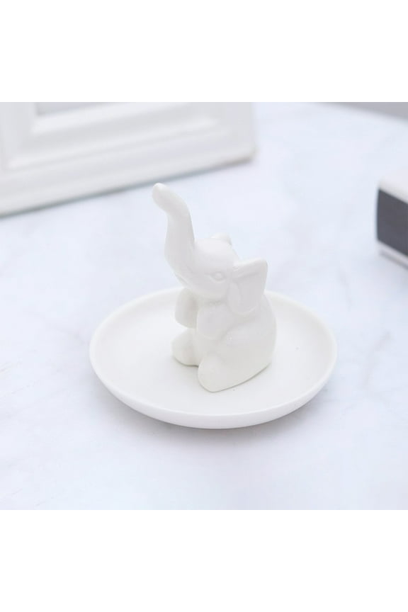 Elephant Jewelry Tray, Yrmaups Ceramic Elephant Jewelry Tray, Ring Dish for Vanity, Decorative Trinket Tray for Jewelry, Small Change, Keys, Small Decor Tray for Dresser, Bathroom, Nightstand