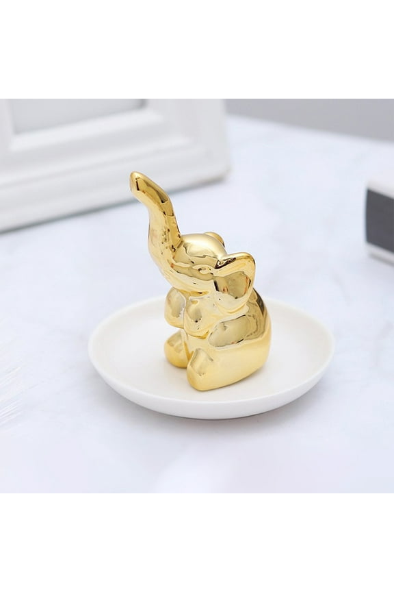 Elephant Jewelry Tray, Yrmaups Ceramic Elephant Jewelry Tray, Ring Dish for Vanity, Decorative Trinket Tray for Jewelry, Small Change, Keys, Small Decor Tray for Dresser, Bathroom, Nightstand