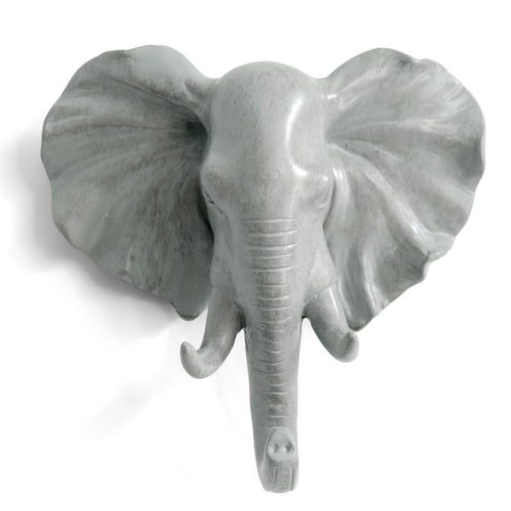 Elephant Key Holder, Elephant Head Single Wall Hook/Hanger Animal Shaped Coat Hat Hook Heavy Duty, Rustic Decorative Gift, Black
