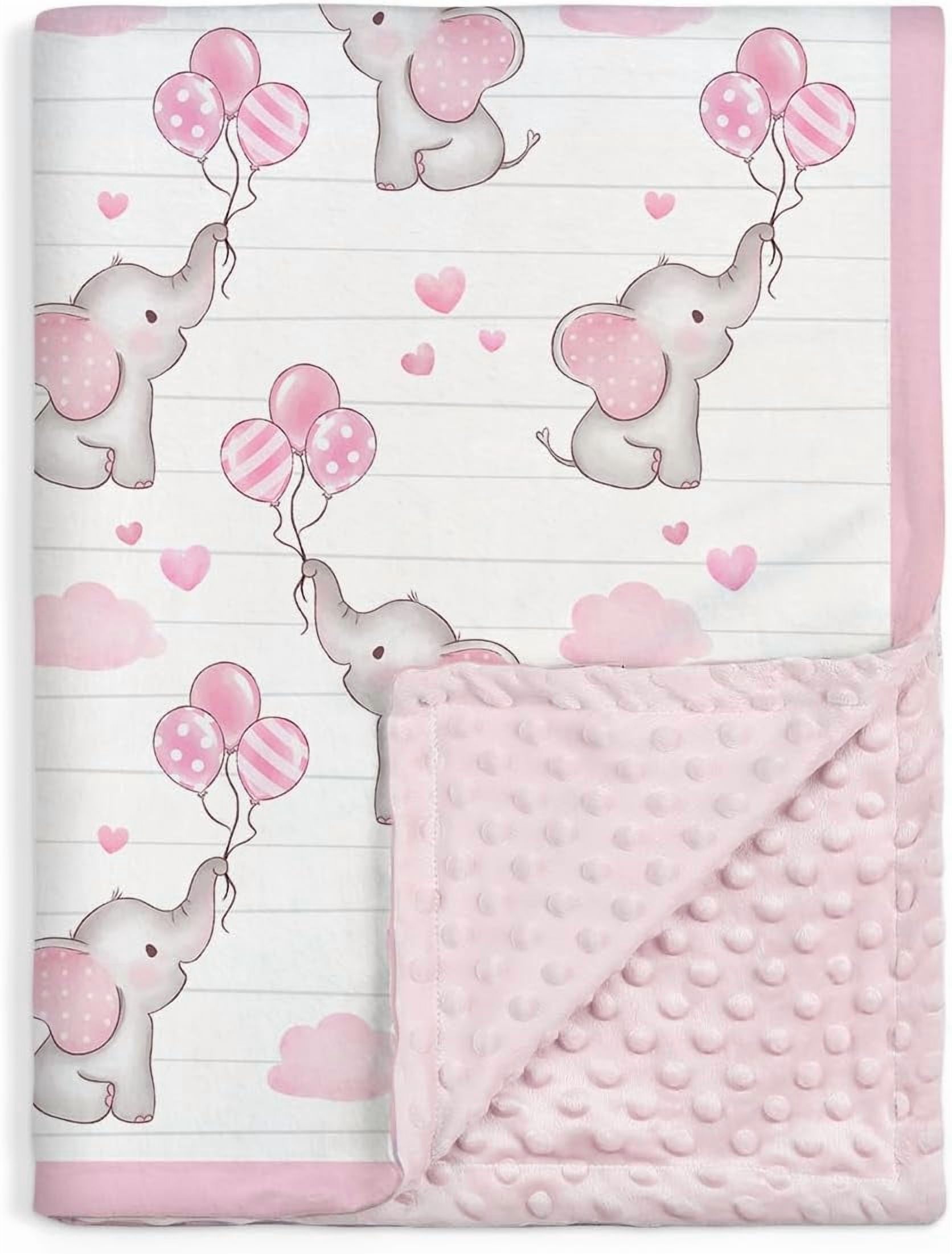Elephant Kid Blanket for Girl - 30 x 40 Minky Throw Blankets for Girls - Gift for Kids on Birthday