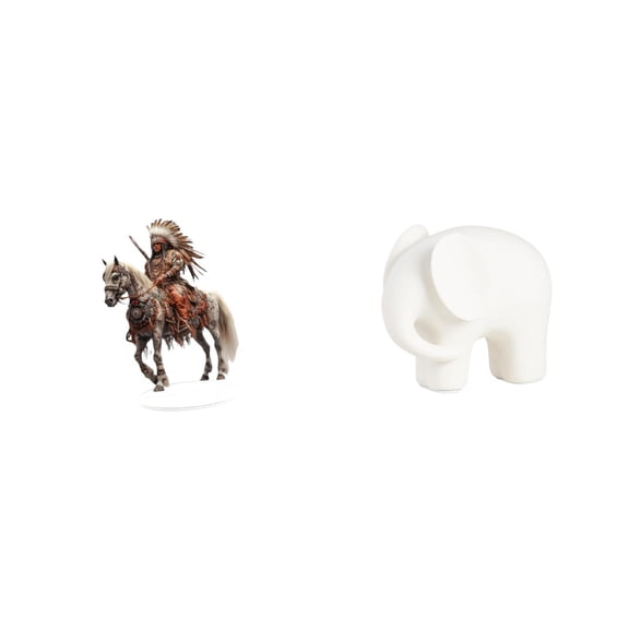 Elephant Knight Sculpture Acrylic Waterproof Table Centerpiece Unique Gift for Home Office Decor