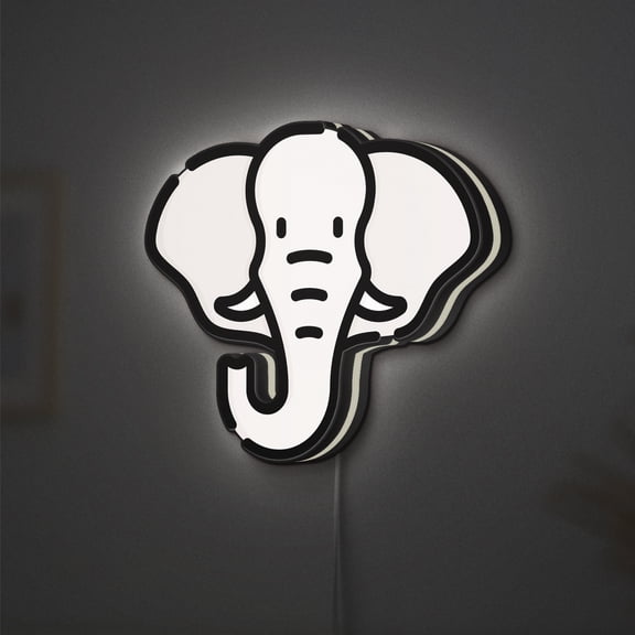 Elephant LED Lightbox - Zoo Wildlife Mammal Fauna Decor, Custom Led Sign for Home Office Shop Decor (Width 12 inch, 30cm)