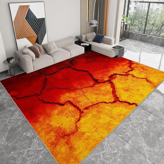 Elephant Lava Area Rugs, Elephant Lava Cracks Carpet, Washable Non Slip Low Pile Soft Rug for Living Room Bedroom Bathroom Decor Mat 5x8ft