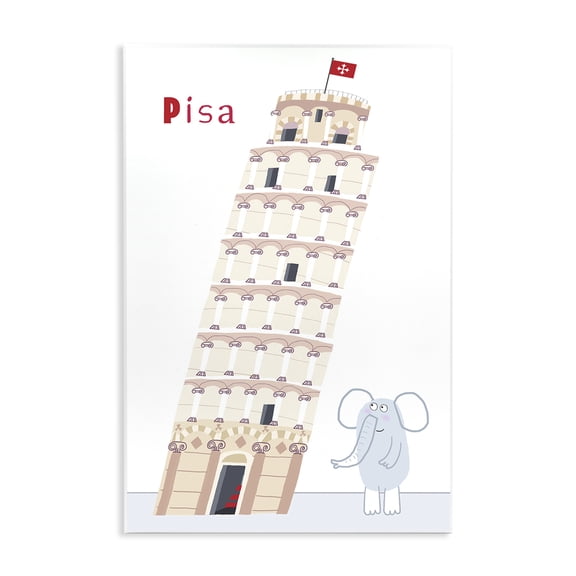Elephant & Leaning Tower Pisa Wall Plaque Art, design by Carla Daly