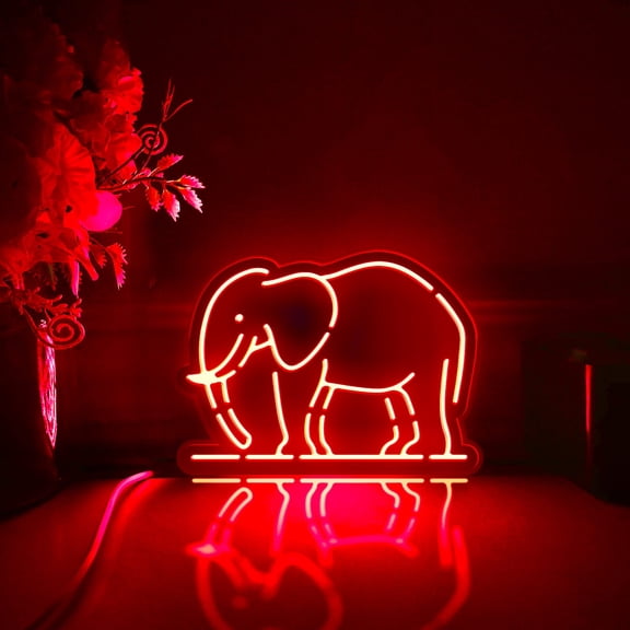 Elephant Led Light Box, Dimmable Neon-Like Light Signs USB Power for Wall Decor Bedroom Decoration, RGB Light (WxH) 11"x8"