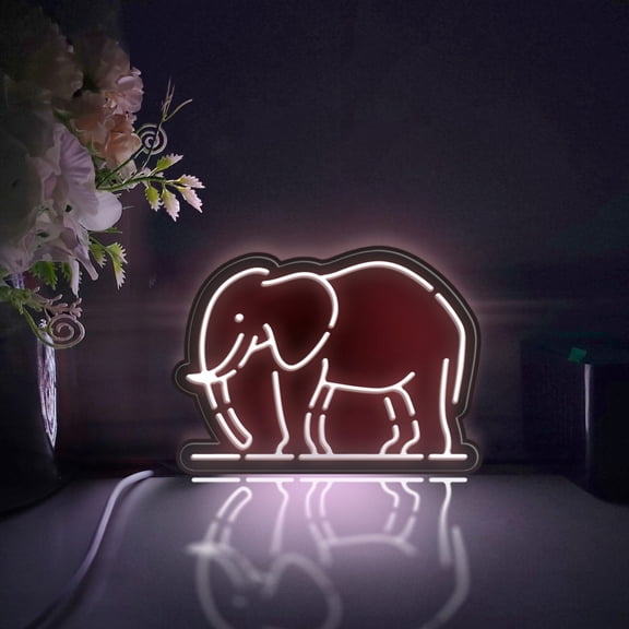 Elephant Led Light Box, Dimmable Neon-Like Light Signs USB Power for Wall Decor Bedroom Decoration, Static Light (WxH) 16"x11"