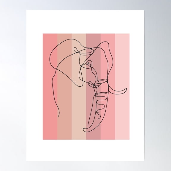 Elephant Line Art,Simple Line Art Poster Wall Art, Modern Wall Decor For Living Room Bedroom, 8x12 UNFRAMED